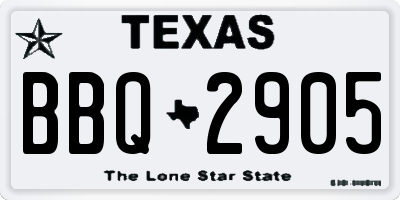 TX license plate BBQ2905