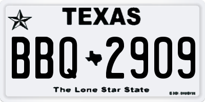 TX license plate BBQ2909