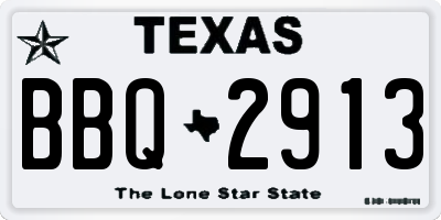 TX license plate BBQ2913
