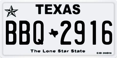TX license plate BBQ2916