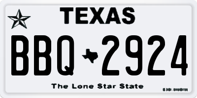 TX license plate BBQ2924