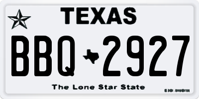 TX license plate BBQ2927