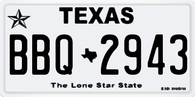 TX license plate BBQ2943