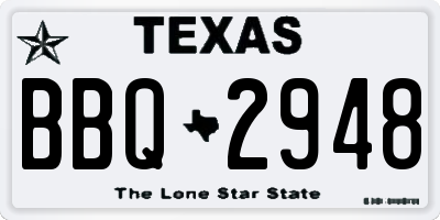 TX license plate BBQ2948