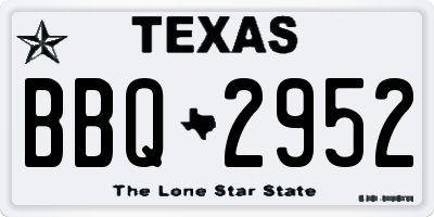 TX license plate BBQ2952