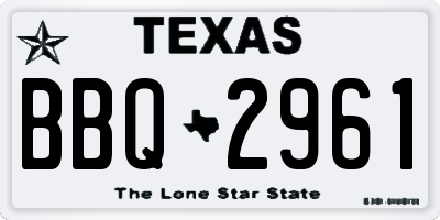TX license plate BBQ2961