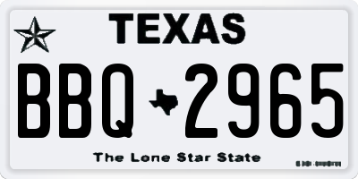 TX license plate BBQ2965
