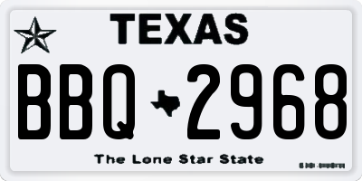 TX license plate BBQ2968