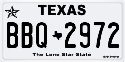 TX license plate BBQ2972