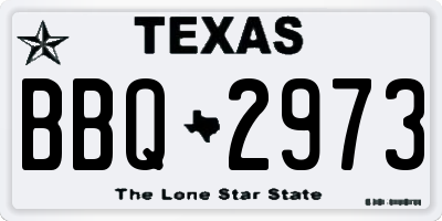 TX license plate BBQ2973
