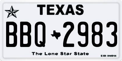 TX license plate BBQ2983