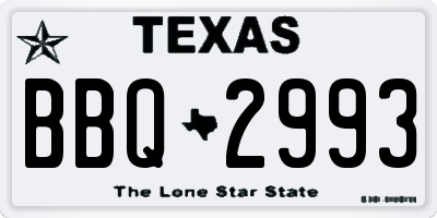 TX license plate BBQ2993