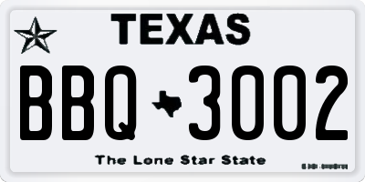 TX license plate BBQ3002