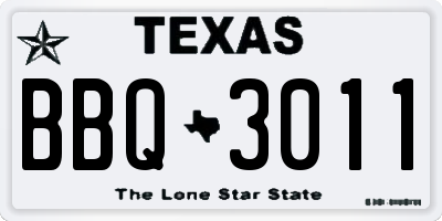 TX license plate BBQ3011