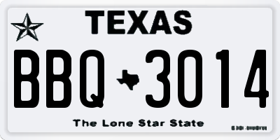 TX license plate BBQ3014