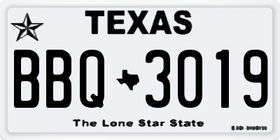 TX license plate BBQ3019