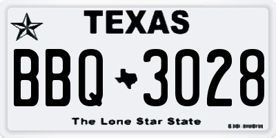 TX license plate BBQ3028
