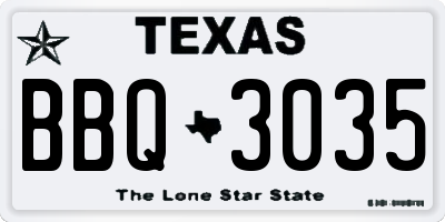 TX license plate BBQ3035