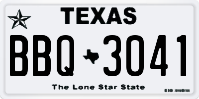 TX license plate BBQ3041