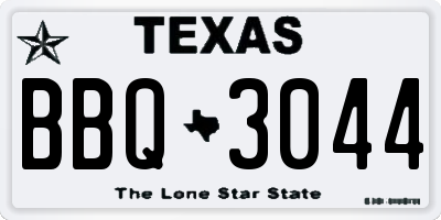 TX license plate BBQ3044