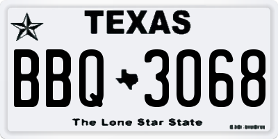 TX license plate BBQ3068