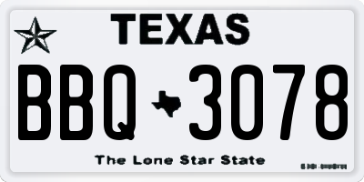TX license plate BBQ3078