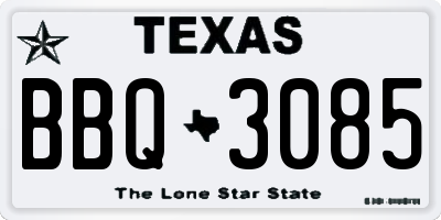 TX license plate BBQ3085