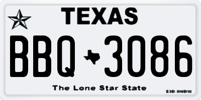 TX license plate BBQ3086