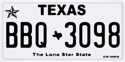TX license plate BBQ3098
