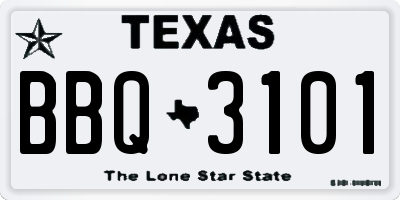 TX license plate BBQ3101