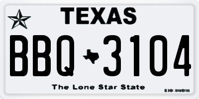 TX license plate BBQ3104