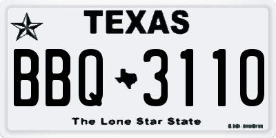 TX license plate BBQ3110
