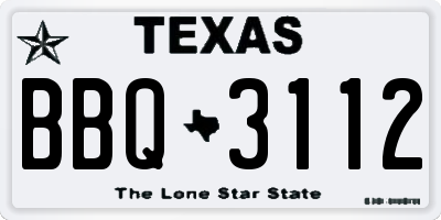 TX license plate BBQ3112