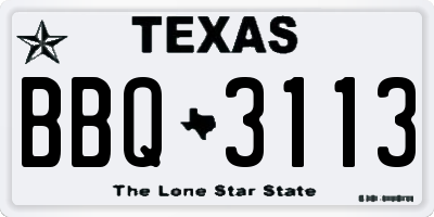 TX license plate BBQ3113