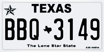 TX license plate BBQ3149