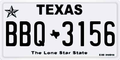 TX license plate BBQ3156