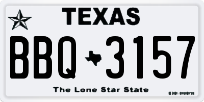 TX license plate BBQ3157