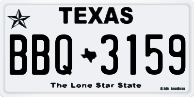 TX license plate BBQ3159