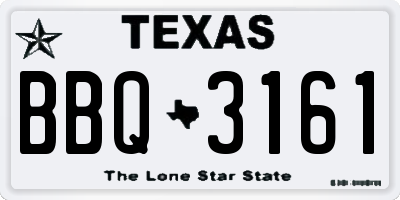 TX license plate BBQ3161