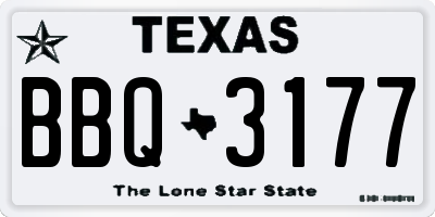 TX license plate BBQ3177