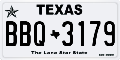TX license plate BBQ3179
