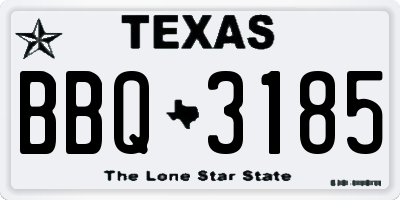 TX license plate BBQ3185