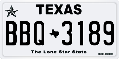TX license plate BBQ3189