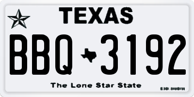 TX license plate BBQ3192