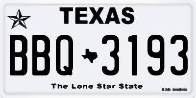 TX license plate BBQ3193