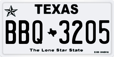 TX license plate BBQ3205