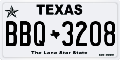 TX license plate BBQ3208