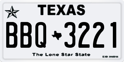 TX license plate BBQ3221