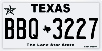 TX license plate BBQ3227