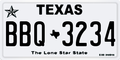 TX license plate BBQ3234